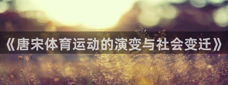 星速体育篮球app下载安装最新版本更新内容：《唐宋体育运动的演变与社会变迁》